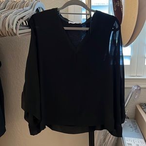 Zara black sheer long sleeve top with built in tank